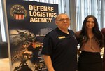 DLA Land and Maritime Intern Program Manager poses with Jessica Ruffing at the 2019 OSU Spring Career Fair.