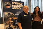 DLA Land and Maritime Intern Program Manager poses with Jessica Ruffing at the 2019 OSU Spring Career Fair.