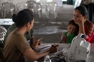 A doctor talks to a patient.