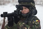 Romanian soldier fires rocket propelled grenade at range near Bemowo Piskie Training Area, Poland, January 24, 2018, as part of multinational
battle group comprised of U.S., UK, Croatian, and Romanian soldiers supporting NATO’s Enhanced Forward Presence (U.S. Army/Andrew McNeil)
