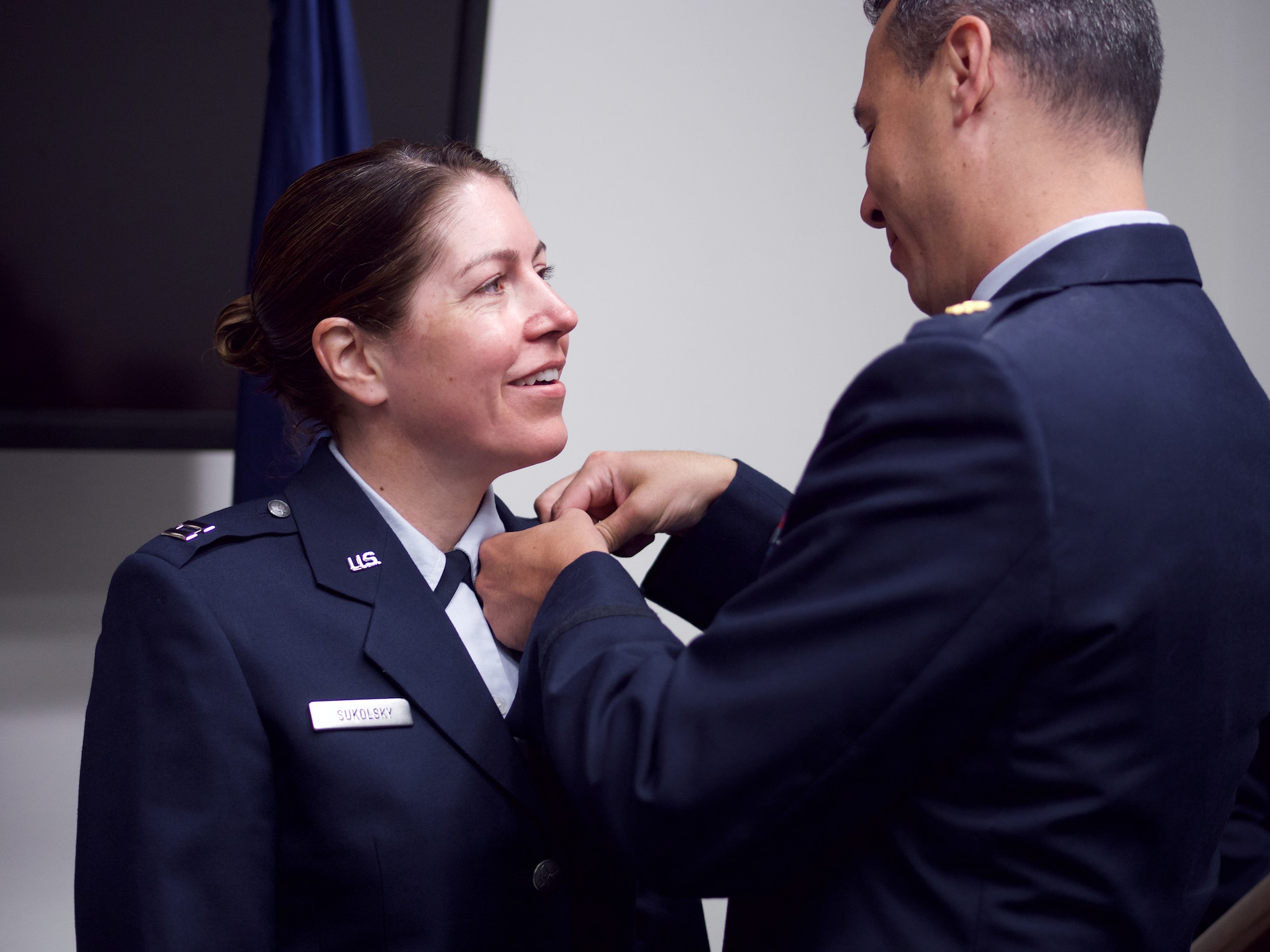 Alaska Air Guard officers pin on ABM wings