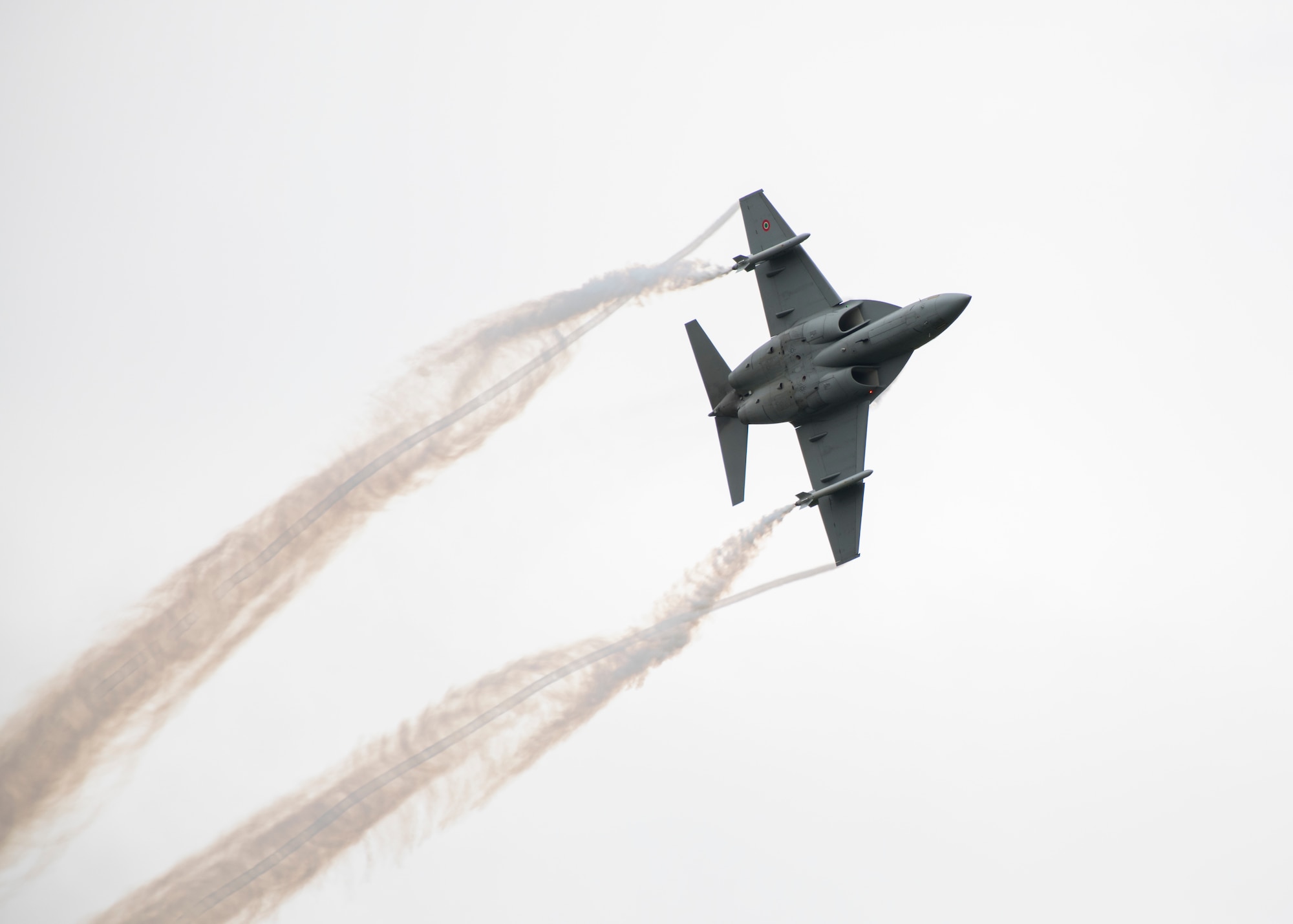 An Italian Air Force Leonardo T-346A flies past the audience during the 2019 Royal International Air Tattoo at RAF Fairford, England, July 20, 2019. This year, RIAT commemorated the 70th anniversary of NATO and highlighted the United States' enduring commitment to its European allies. (U.S. Air Force photo by Airman 1st Class Jennifer Zima)