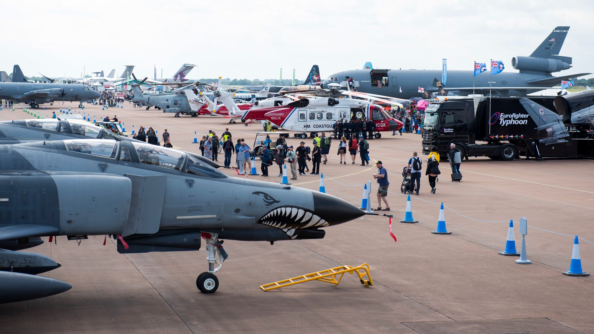 Thousands of attendees view static displays of NATO aircraft during the 2019 Royal International Air Tattoo at RAF Fairford, England, July 20, 2019. This year’s RIAT commemorated the 70th Anniversary of NATO and highlighted the United State’s enduring commitment to its European allies. (U.S. Air Force photo by Airman 1st Class Jennifer Zima)