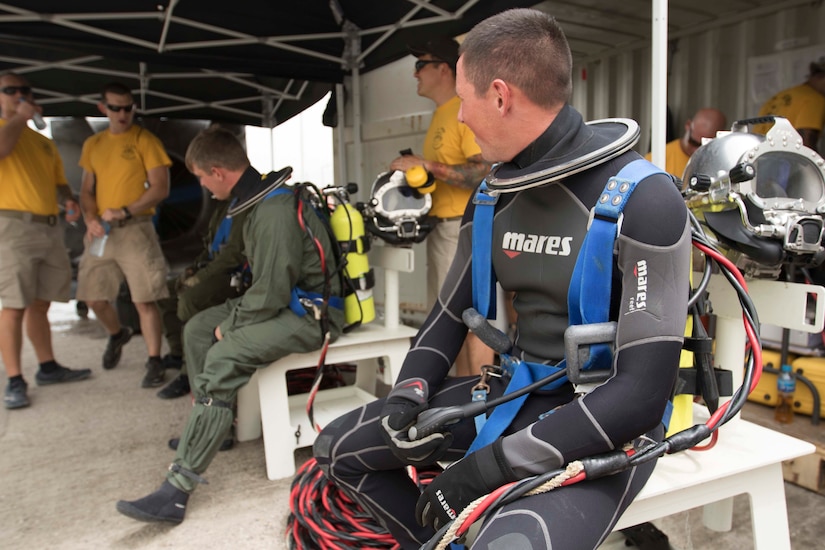 Soldiers of the 511th Engineer Dive Detachment prepare to participate in the detachment’s annual training event ‘shallow brown’ at Kuwait Naval Base, Kuwait, July 19, 2019. The detachment is deployed to Kuwait in support of Operation Spartan Shield for U.S. Army Central. This training ensures the readiness of Soldiers within the ranks through equipment checks and qualifications.