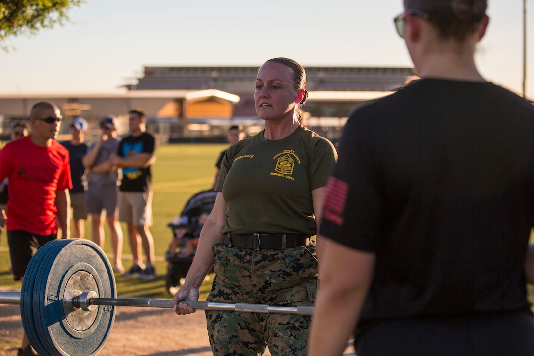 U.S. Marines stationed at Marine Corps Air Station (MCAS) Yuma participate in the MCAS Yuma High Intensity Tactical Training (HITT) Competition at the MCAS Yuma Memorial Sports Complex,  June 27, 2019. The HITT Competition deteremined who would represent MCAS Yuma at the HITT Championships in Quantico, Virgina. (U.S. Marine Corps photo by Cpl. Sabrina Candiaflores)