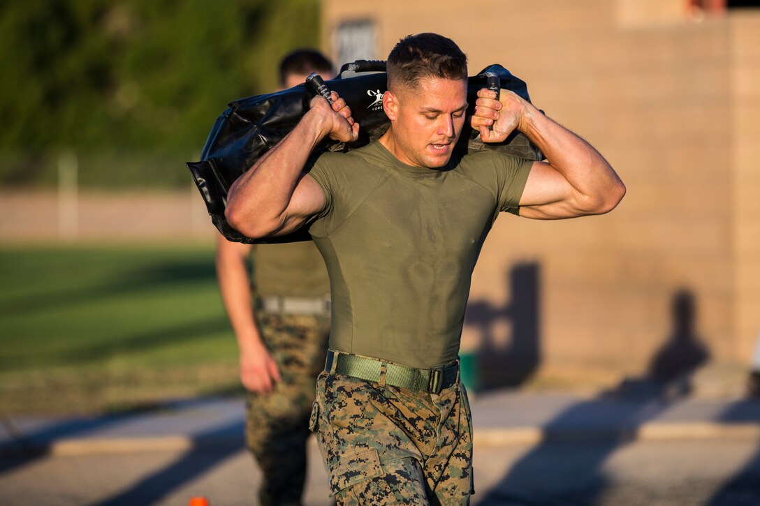 U.S. Marines stationed at Marine Corps Air Station (MCAS) Yuma participate in the MCAS Yuma High Intensity Tactical Training (HITT) Competition at the MCAS Yuma Memorial Sports Complex,  June 27, 2019. The HITT Competition deteremined who would represent MCAS Yuma at the HITT Championships in Quantico, Virgina. (U.S. Marine Corps photo by Cpl. Sabrina Candiaflores)