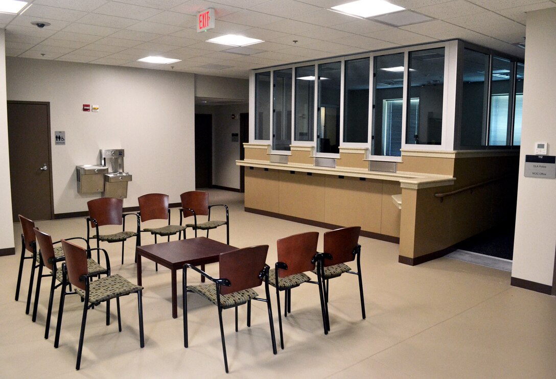 Inside look of the visitor control center tables and chairs.