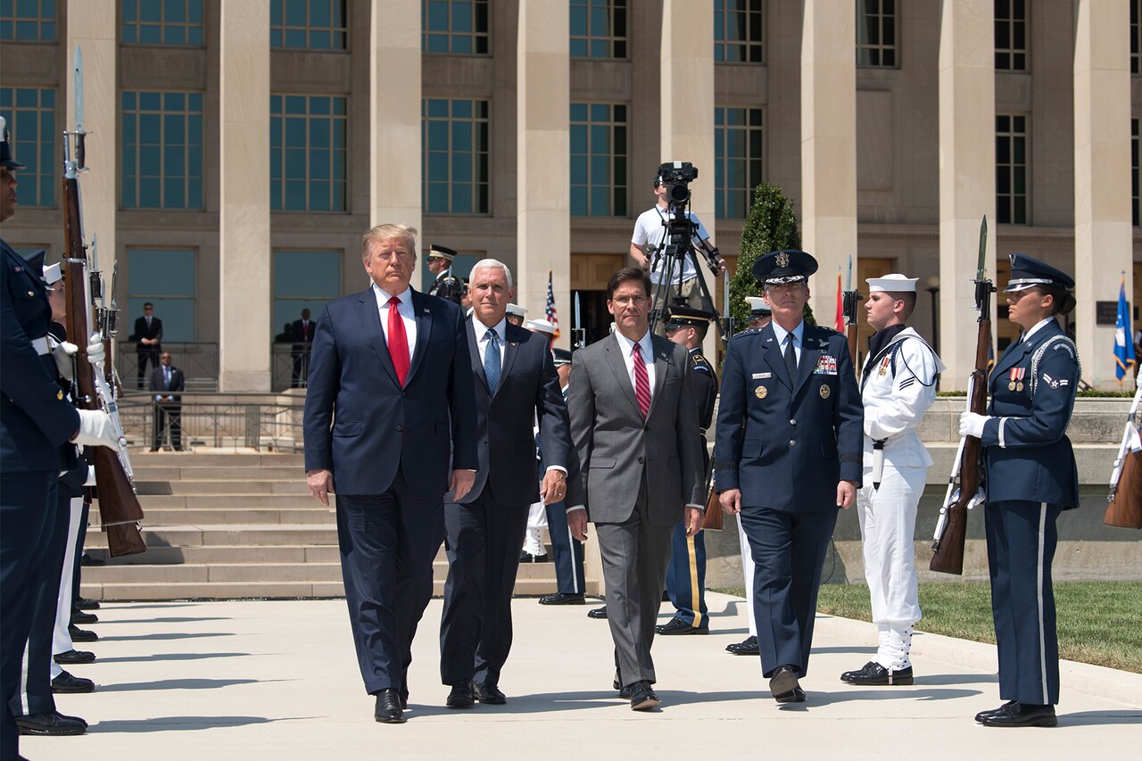 Official party arrives for ceremony at the Pentagon.