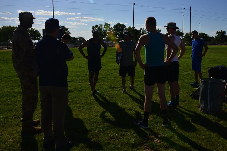 Participants in the Fastest Athletes on Base Track Meet are briefed on the rules and safety procedures before the meet.
