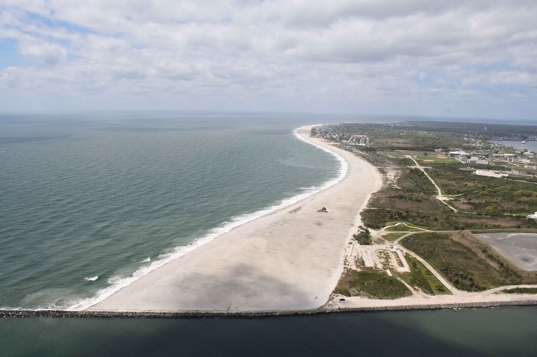 In 2017, USACE completed periodic nourishment of the Cape May Inlet to Lower Township project (Photo from May of 2017).