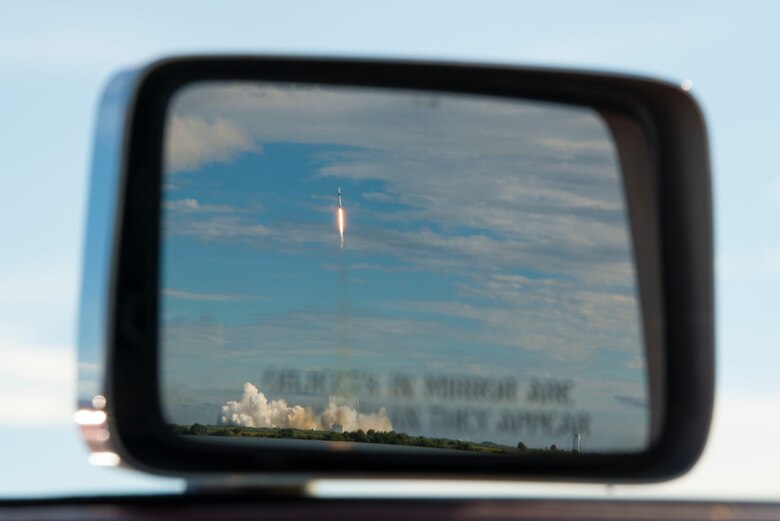A SpaceX Falcon 9 CRS-18 rocket launched at Cape Canaveral Air Force Station, Florida, July 25, 2019. The CRS-18 is the latest mission in the Commercial Resupply Services program which transports thousands of pounds of cargo and supplies to resupply the International Space Station. (U.S. Air Force photo by Airman 1st Class Dalton Williams)