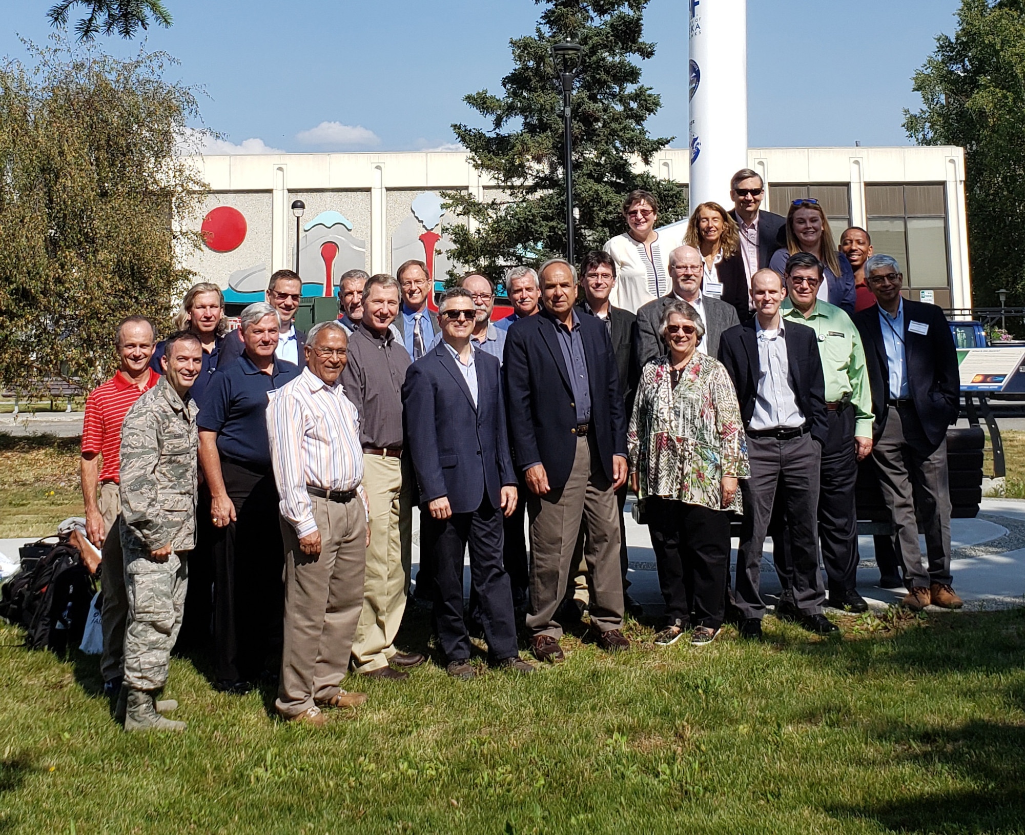 Dr. Richard Joseph, Air Force chief scientist, stands with other Air Force major command chief scientists during a visit to University of Alaska-Fairbanks Geophysical Institute, July 22, 2019. The group visited scientific facilities and military installations across Alaska during a week-long visit highlighting the strategic importance of the nation's largest, northernmost state.  (U.S. Air Force photo by Lt. Col. Peter Shinn)