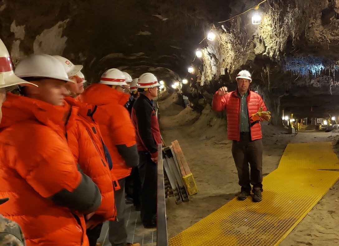 A researcher from the Permafrost Research Tunnel Facility in Fox, Alaska, demonstrates changing permafrost features to members of the U.S. Air Force Chief Scientist’s Group during a visit July 22, 2019. The Air Force scientists visited Alaska to tour facilities relevant to the Arctic, missile defense, and operational missions of the Joint Forces. (U.S. Air Force photo by Lt. Col. Peter Shinn)