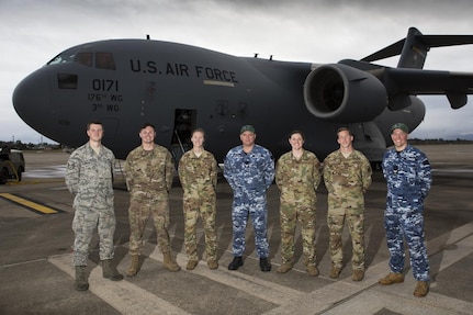 Royal Australian Air Force and US Air Force Technicians on the Tools Together