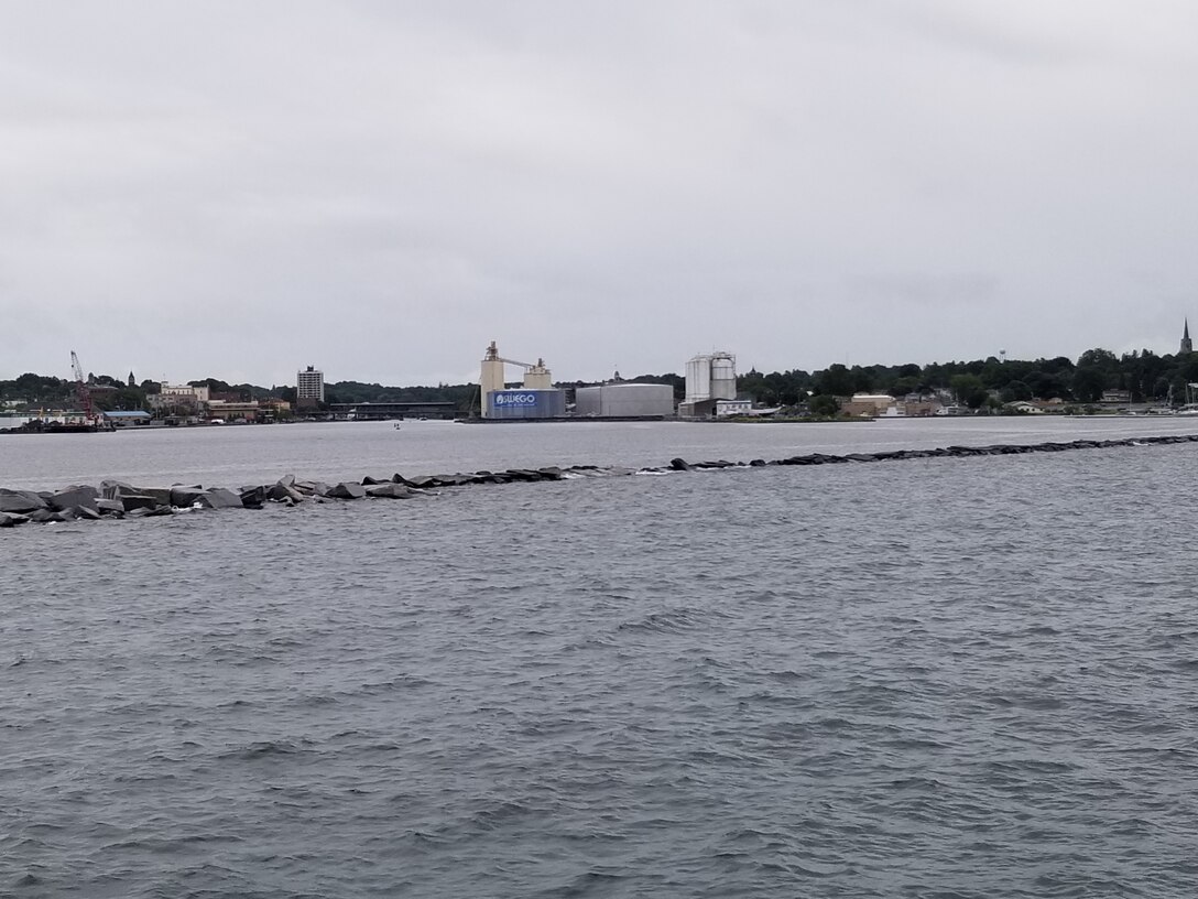 The U.S. Army Corps of Engineers, Buffalo District began construction of a maintenance repair on Thursday, July 18th, 2019 in Lake Ontario at the west arrowhead breakwater in Oswego Harbor, located in the City of Oswego, New York.