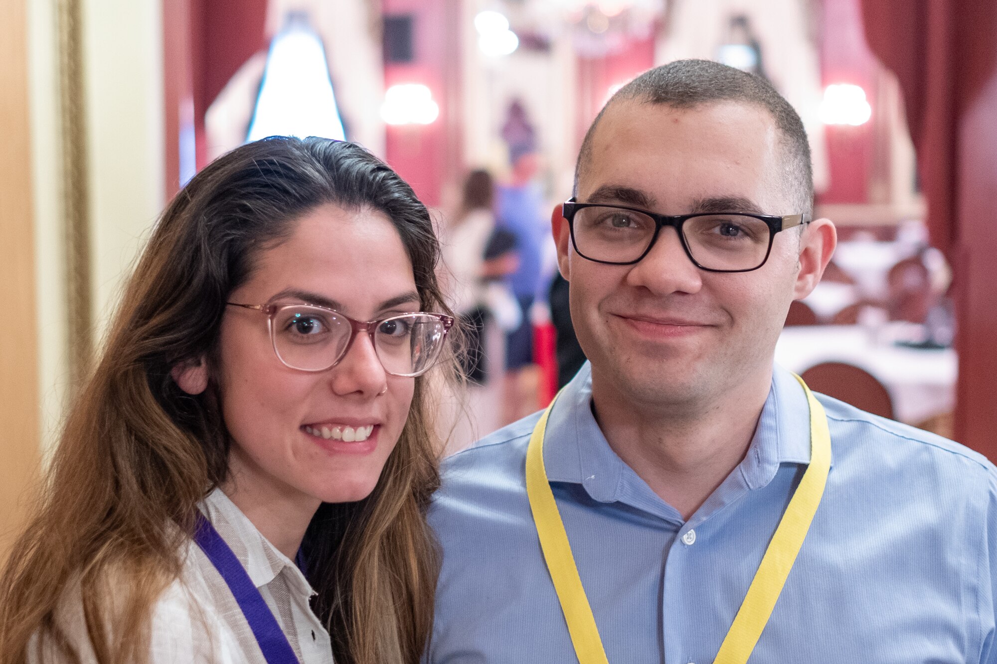 Tech. Sgt. Anthony Serrano, 35th Aerial Port Squadron special handlng, poses for a picture with guest Lauren Costa at an Air Force Reserve Yellow Ribbon Program event held in Chicago, 27 July, 2019. YRRP events provide members and those who support them with dynamic and engaging delivery of information before, during, and after deployments. The program has impacted more than 1.5 million individuals since inception and shares a common goal: to help maintain the readiness of the Force and to build stronger, more resilient families. The 35th APS is part of the 514th Air Mobility Wing located in Joint Base McGuire-Dix-Lakehurst, N.J.