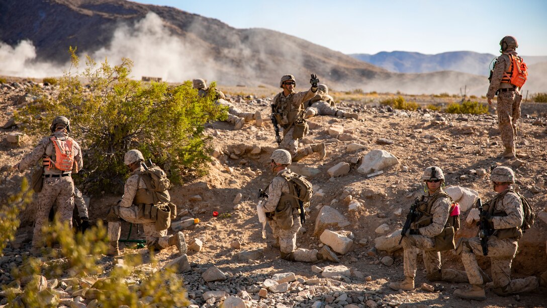 Reserve Marines with 1st Battalion, 25th Marine Regiment conduct training at Range 410A