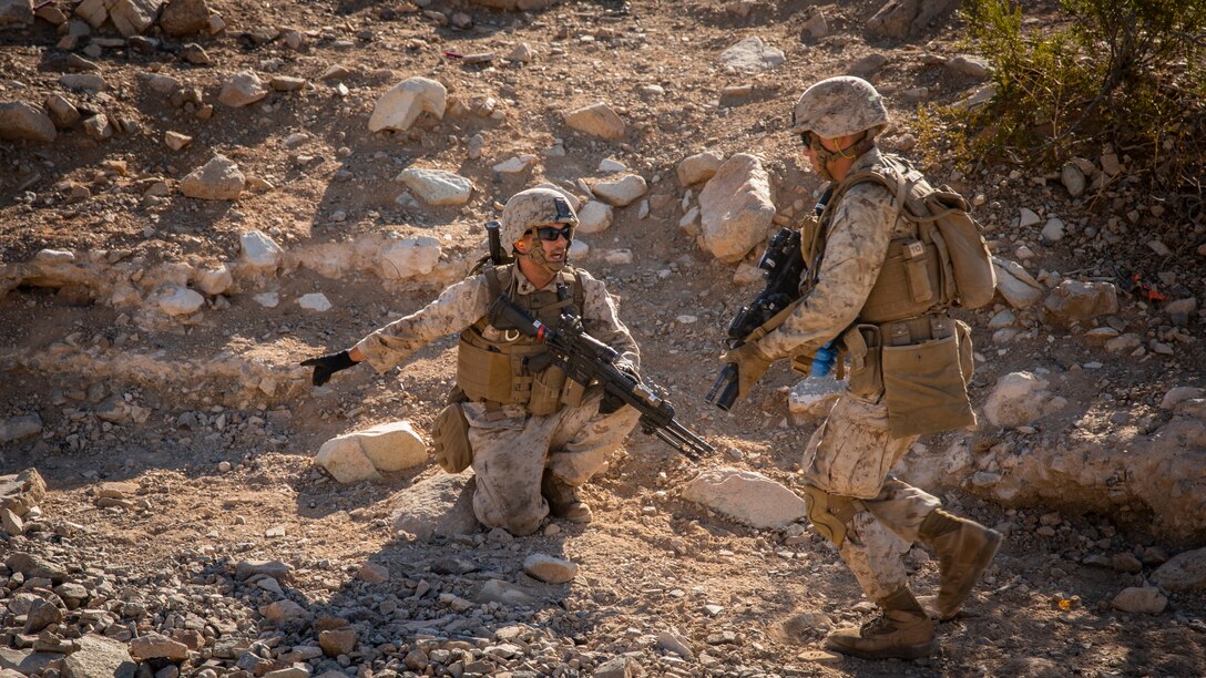 Reserve Marines with 1st Battalion, 25th Marine Regiment conduct training at Range 410A