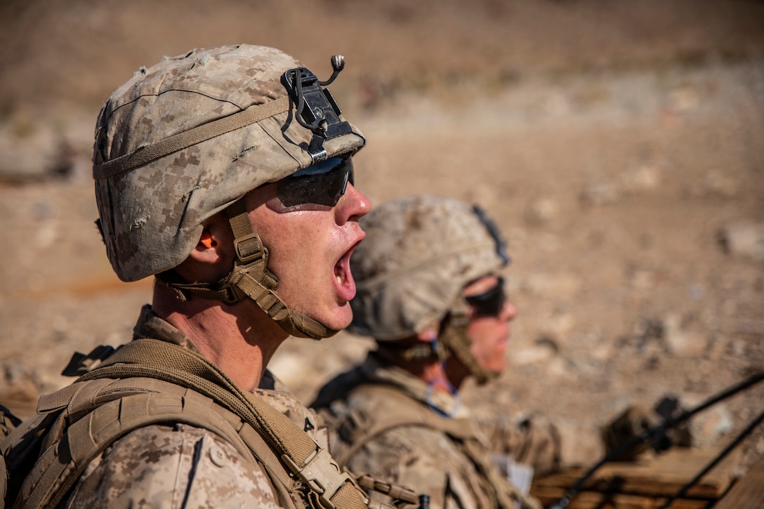 Reserve Marines with 1st Battalion, 25th Marine Regiment conduct training at Range 410A