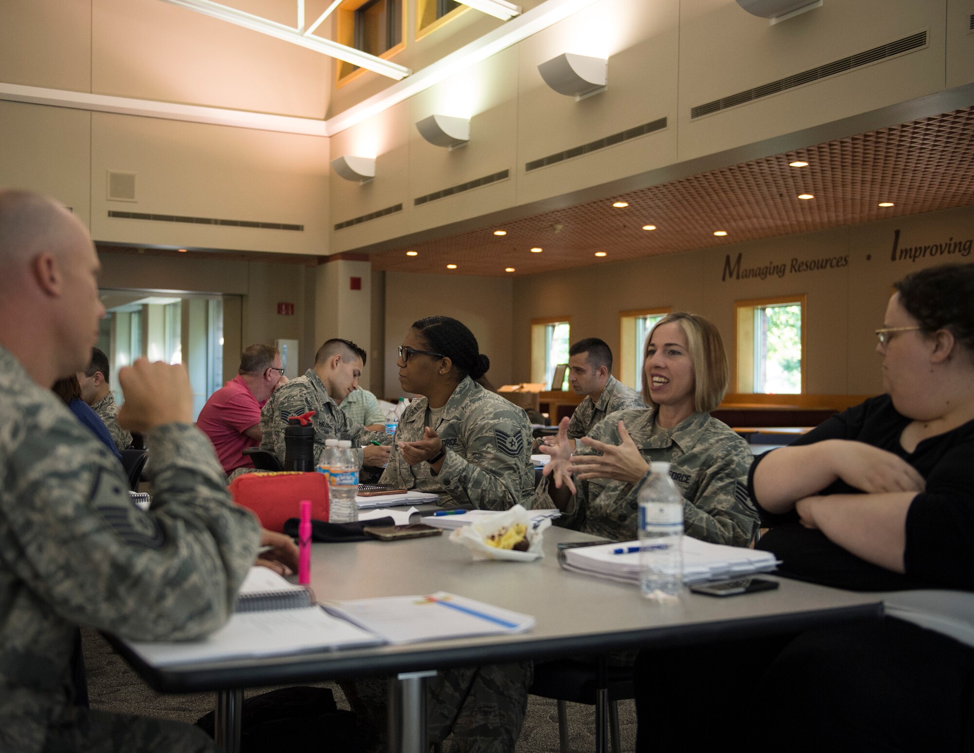 Members from the U.S. Air Force, U.S. Air National Guard, and the U.S. Air Force Reserve attend a master resilience training course in St. Paul, Minn., July 24, 2019.