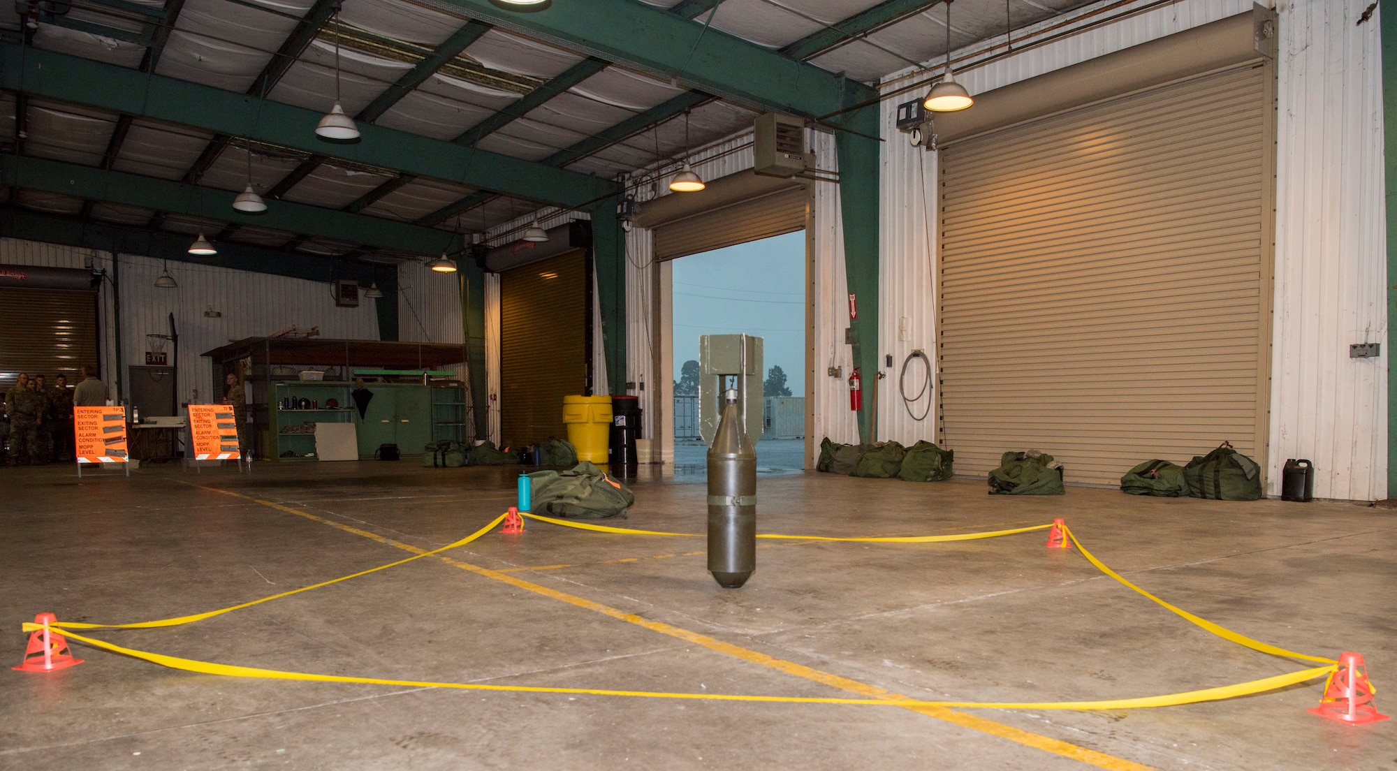 A simulated unexploded ordnance is cordoned off during deployment readiness training at MacDill Air Force Base, Fla., July 25, 2019.