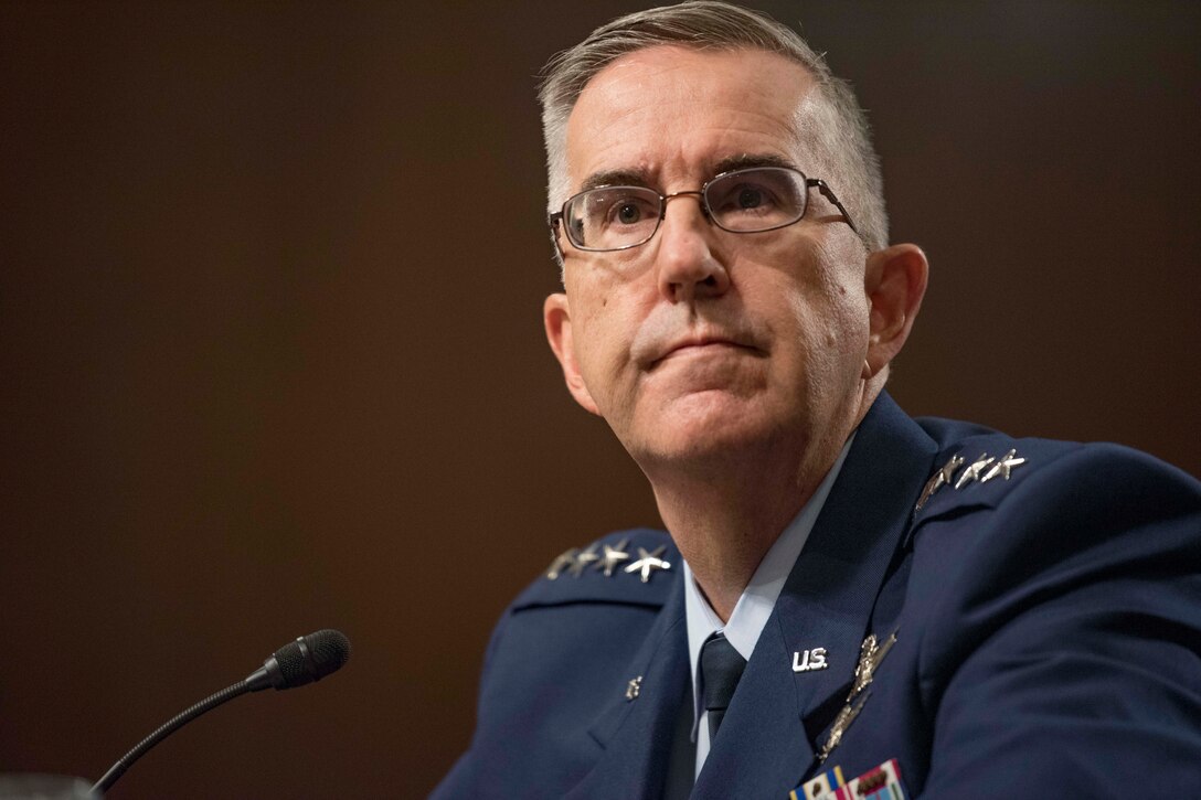 A military commander testifies at a hearing.
