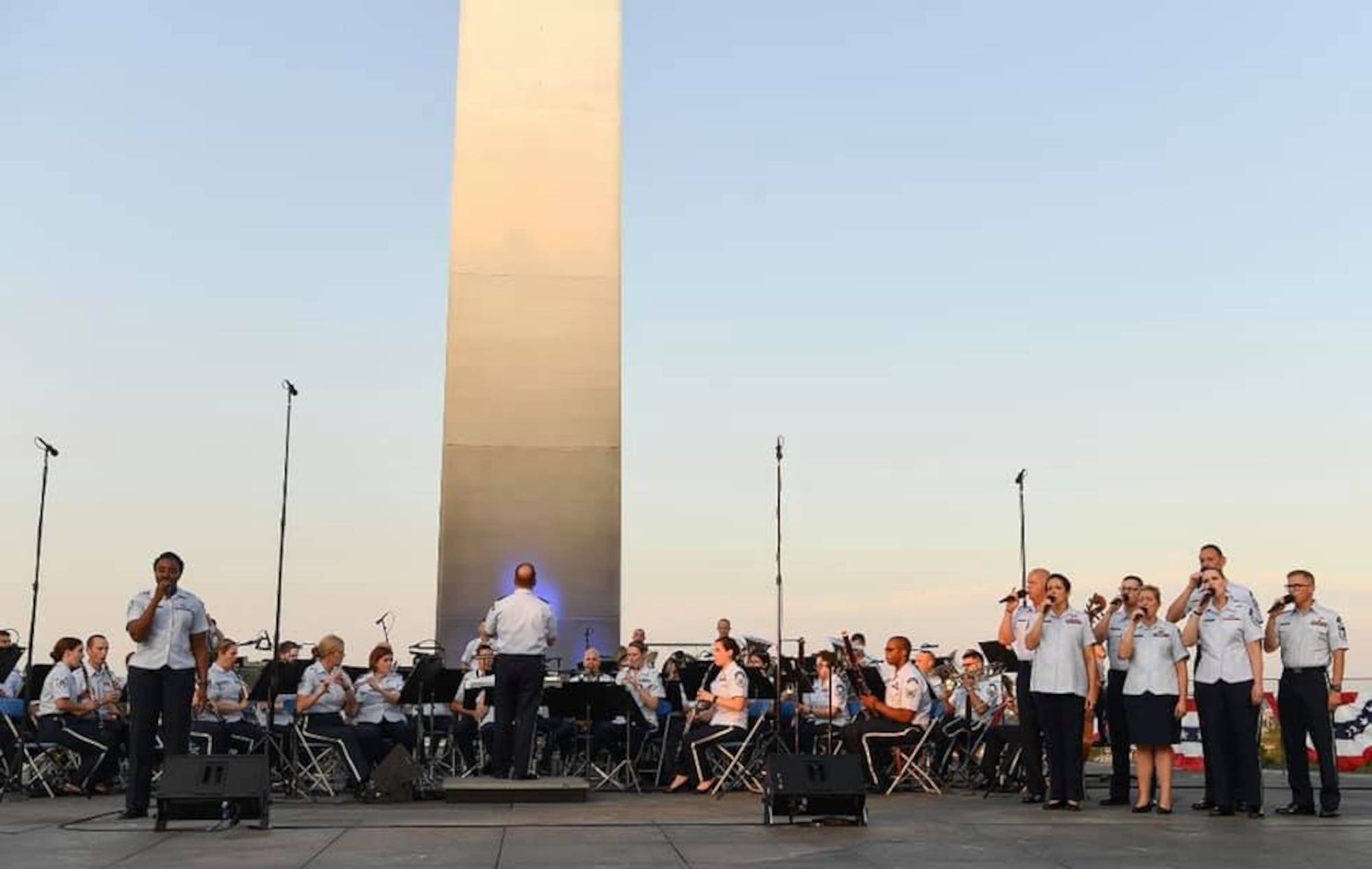 Presented by the U.S. Air Force Band, the Heritage to Horizons concert features impeccable demonstrations by the Air Force Honor Guard Drill Team as well as world-class music, featuring musicians from the Airmen of Note, Max Impact, Strolling Strings, Singing Sergeants, and the Ceremonial Brass Drum Line. The troupe performed July 26 at the Air Force Memorial.