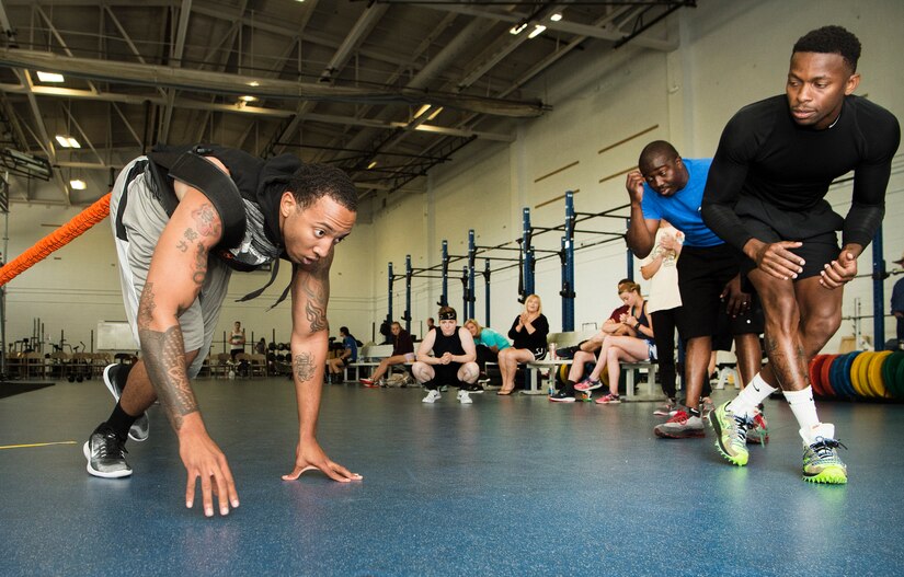 U.S. Air Force Staff Sgt. Sherod Ellis, 1st Airlift Squadron, Andrews Air Force Base, Md., traverses obstacles during the Alpha Warrior Super Regional event July 27, 2019, at Joint Base Charleston, S.C. Twelve Airmen competed, tackling a variety of functional fitness obstacles, while utilizing the Joint Base Charleston Fitness Center’s Alpha Warrior battle rig. The competition focuses on a competitor’s overall readiness and is designed to promote more fit and resilient service members.