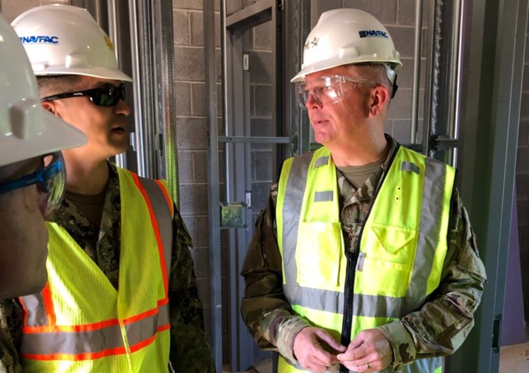 As work gets underway to build the new Joint Air Defense Operations Center satellite site here on Joint Base Andrews, Air Force District of Washington Commander Maj. Gen. Ricky N. Rupp and his staffers went out July 29 to inspect the location and meet with civil engineers and mission support personnel. The site will complement the main location at Joint Base Anacostia-Bolling in carrying out highly secure command and control operations to safeguard the skies above the nation's capital.