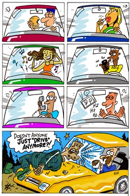 Distracted Driving cartoon