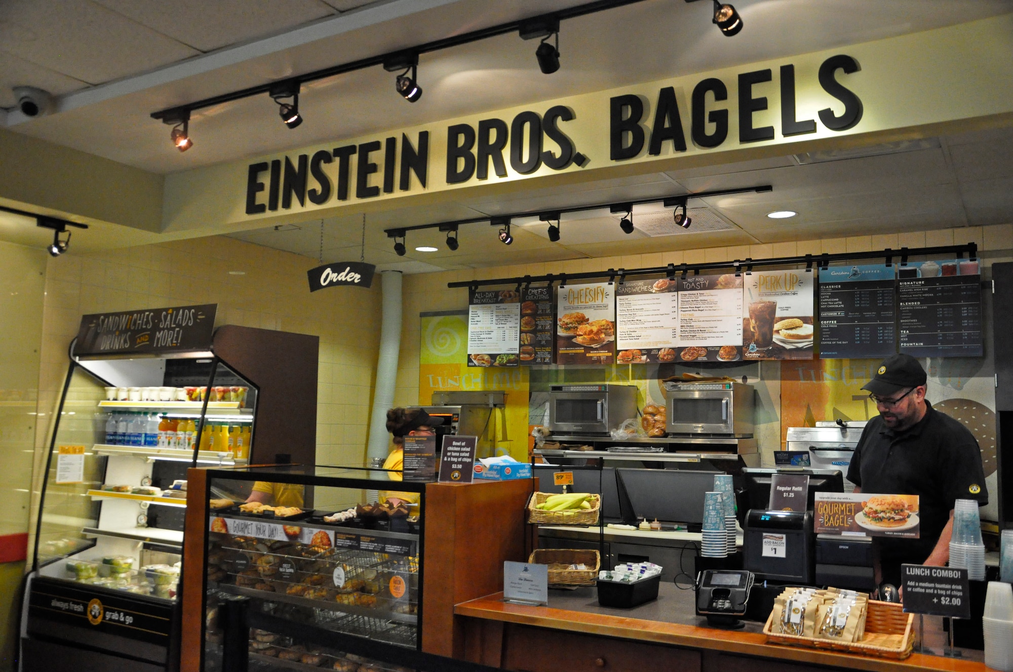 One of the two Einstein Bros. Bagels located on Wright-Patterson Air Force Base is found in the Air Force Institute of Technology, Bldg. 642, on Area B. They are open 7 a.m.-3 p.m., serving a variety of breakfast and lunch items. (U.S. Air Force photo/Karina Brady)