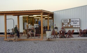 Holy Joe’s Cafe’s first location at Sather Air Force Base, Baghdad, Iraq, September 2006. According to their public website, the organization sends coffee and supplies to hundreds of U.S. military troops in 70 countries around the world, including small Forward Operating Bases, hospitals, military vessels and other settings free of charge. (Courtesy photo)