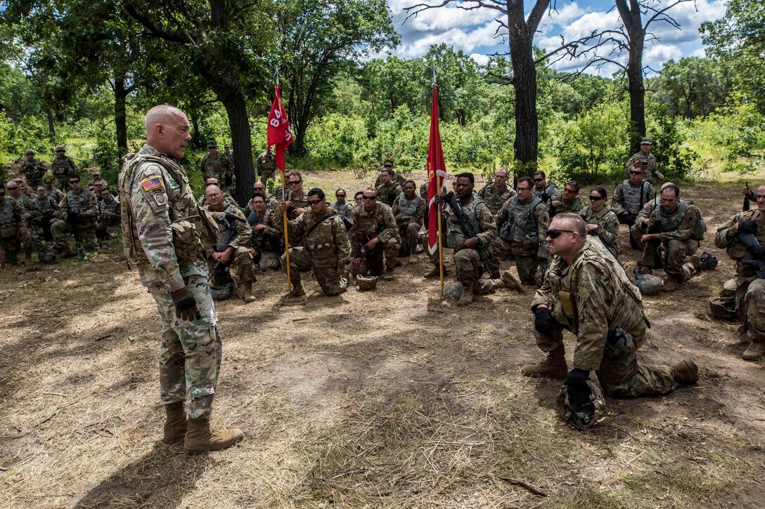 Lt. Gen. Charles D. Luckey speaks with Army Reserve Soldiers