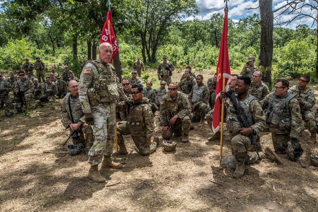 Lt. Gen. Charles D. Luckey speaks with Army Reserve Soldiers