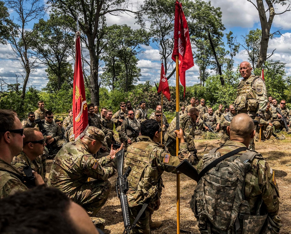 Lt. Gen. Charles D. Luckey speaks with Army Reserve Soldiers