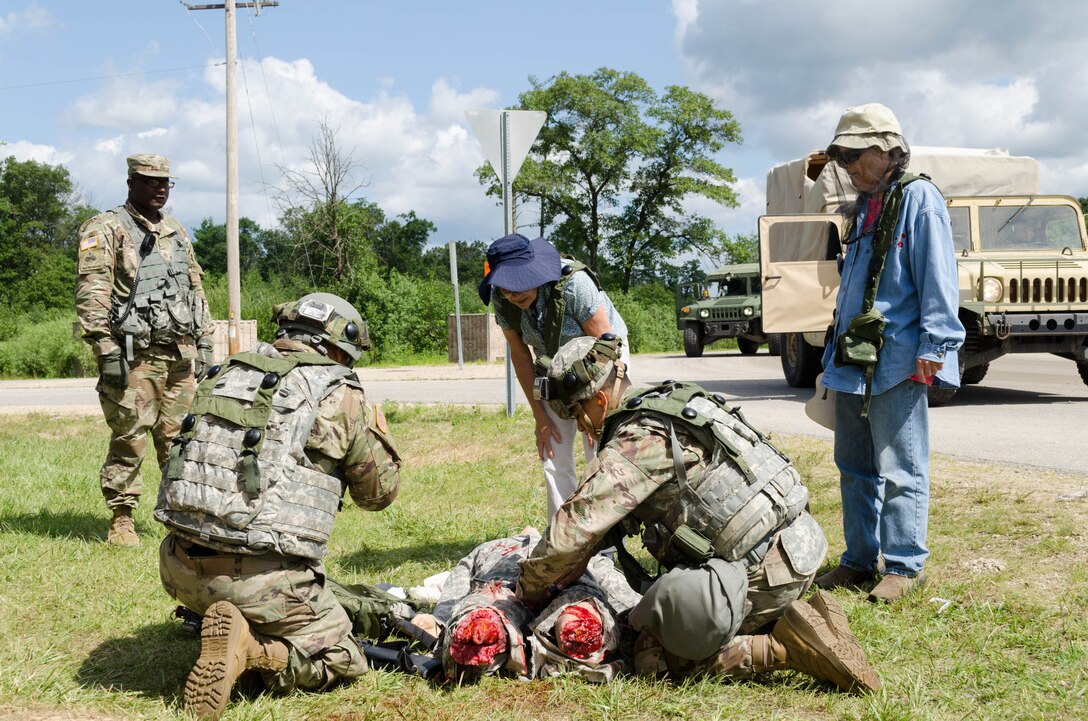 Quartermaster Soldiers evaluate and Evacuate a Casualty