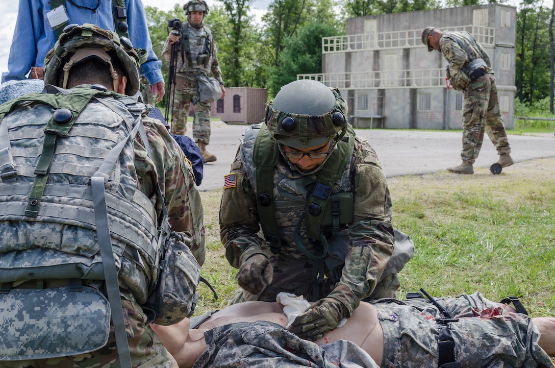 Quartermaster Soldiers evaluate and Evacuate a Casualty