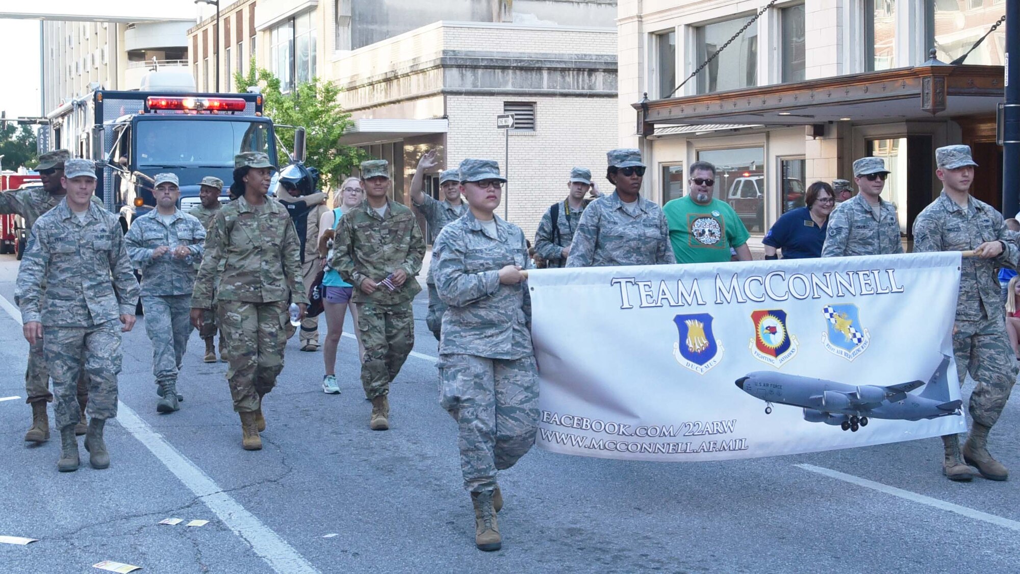 Airmen from Team McConnell participated in the Sundown Parade to help kick off Wichita's 2019 Riverfest celebration, May 31, 2019, Wichita, Kan.