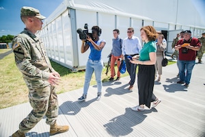 logistics support area at Hippodrome Maurice de Folleville in Carentan, France