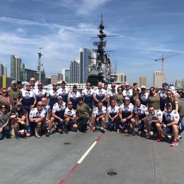 The Mission2Alpha team poses for a photo May 4, 2019, on board the U.S.S. Midway, San Diego.
