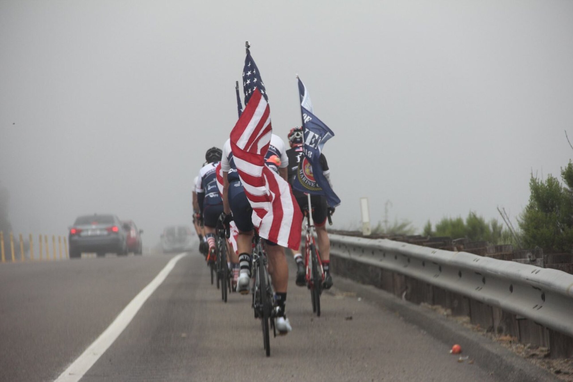 Mission2Alpha members ride during a 400-mile trek from Carefree, Ariz. to San Diego May 4, 2019.