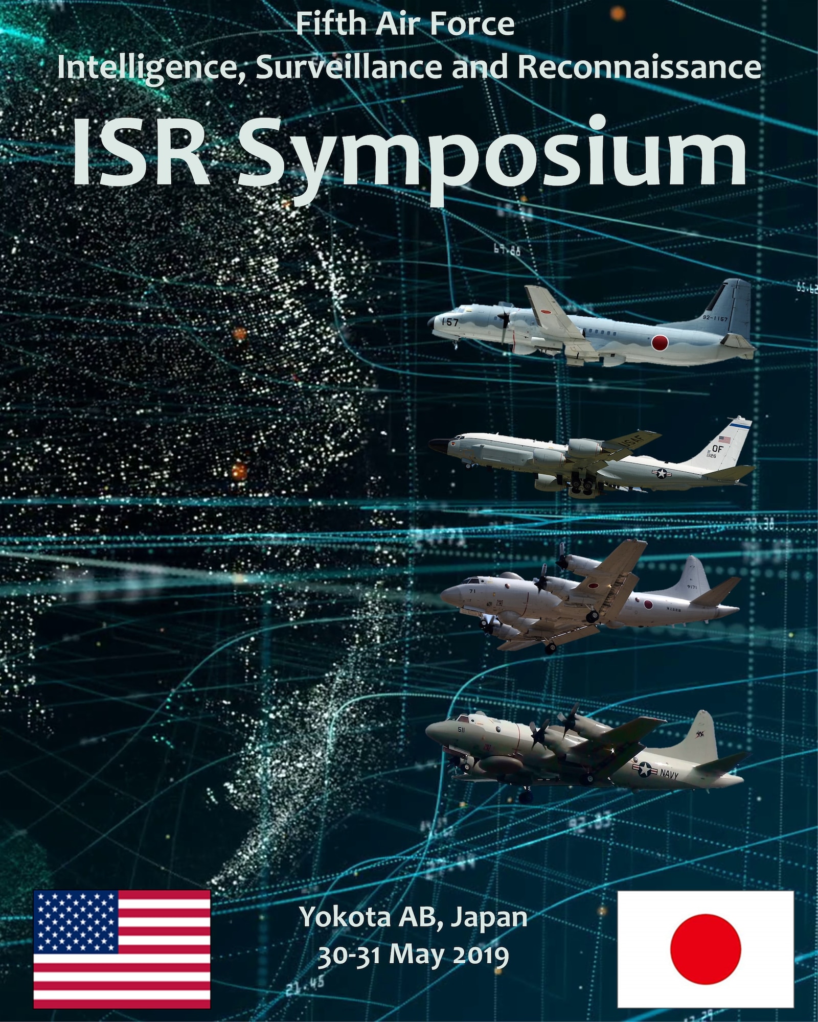 Intelligence, Surveillance and Reconnaissance personnel from 22 organizations across the Indo-Pacific theater including U.S. Air Force, U.S. Navy, and Japan’s Air, Maritime, and Ground Self-Defense Forces attended the inaugural Fifth Air Force joint, bilateral ISR symposium, Yokota Air Base, May 30-31, 2019.