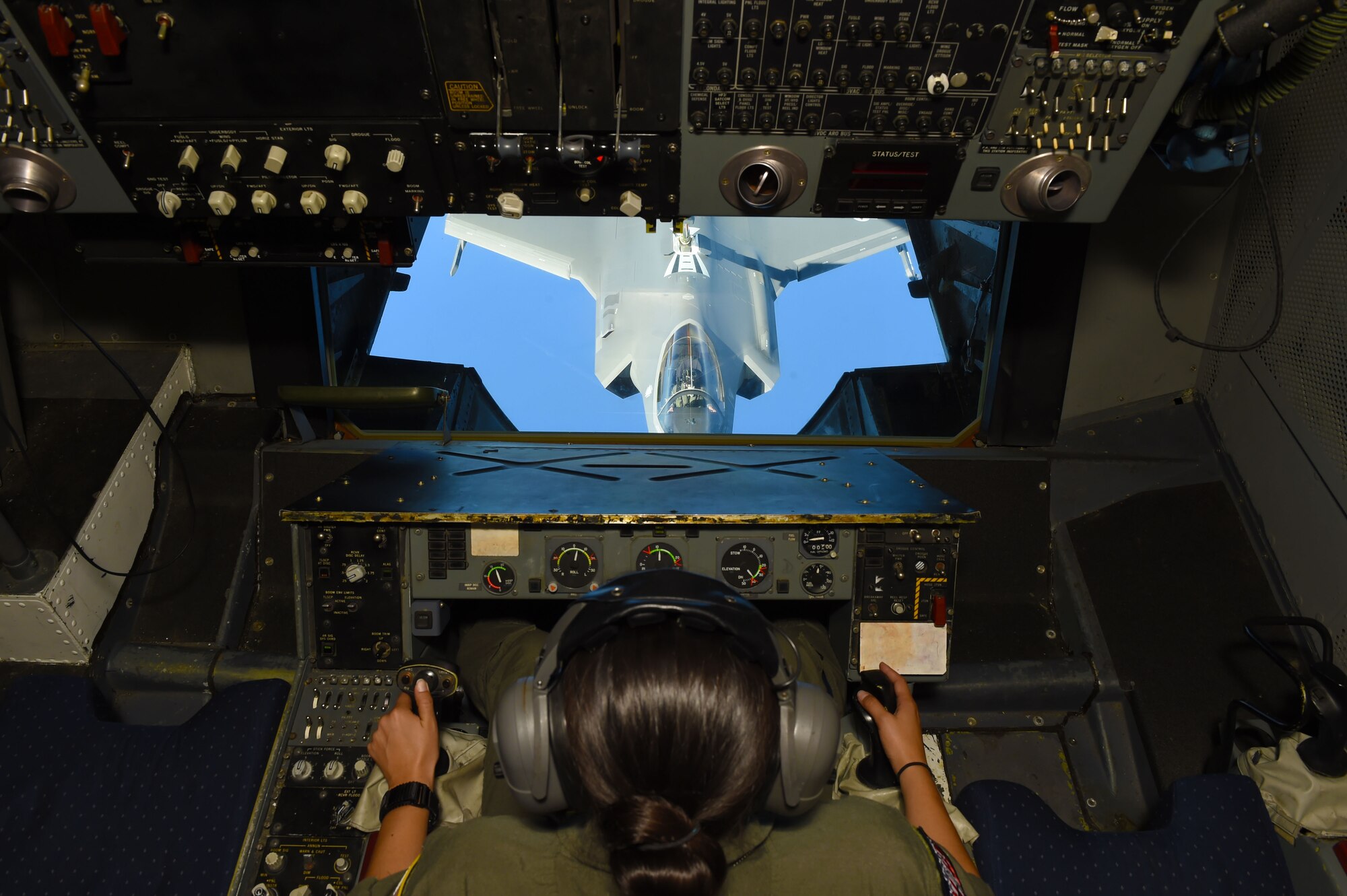Astral night aircraft refuels over the Adriatic