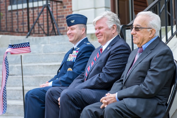 Members of the Air Combat Command Directorate of Cyberspace and Information Dominance, rededicated the Major General John P. Hyde building with his widow, Elizabeth Hyde, during a ceremony May 23, 2019 at Joint Base Langley-Eustis, Virginia.