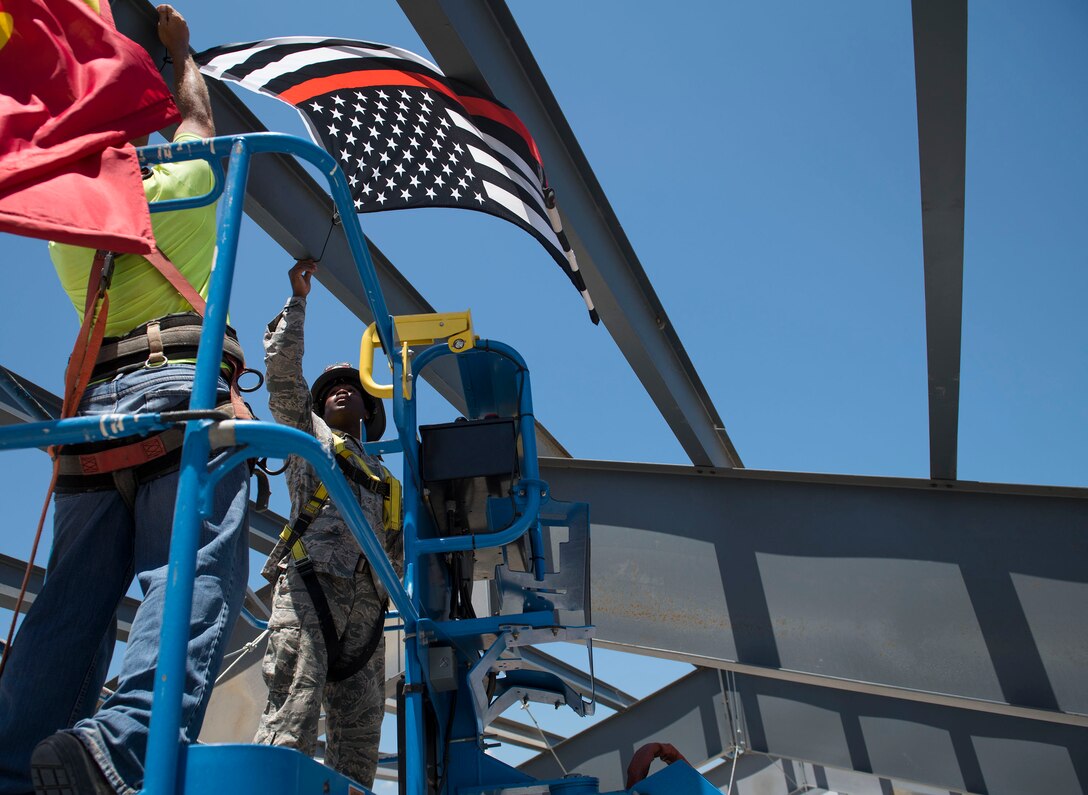 Eglin Fire Department holds a 'topping out' ceremony on the construction site of the installation's new fire station.