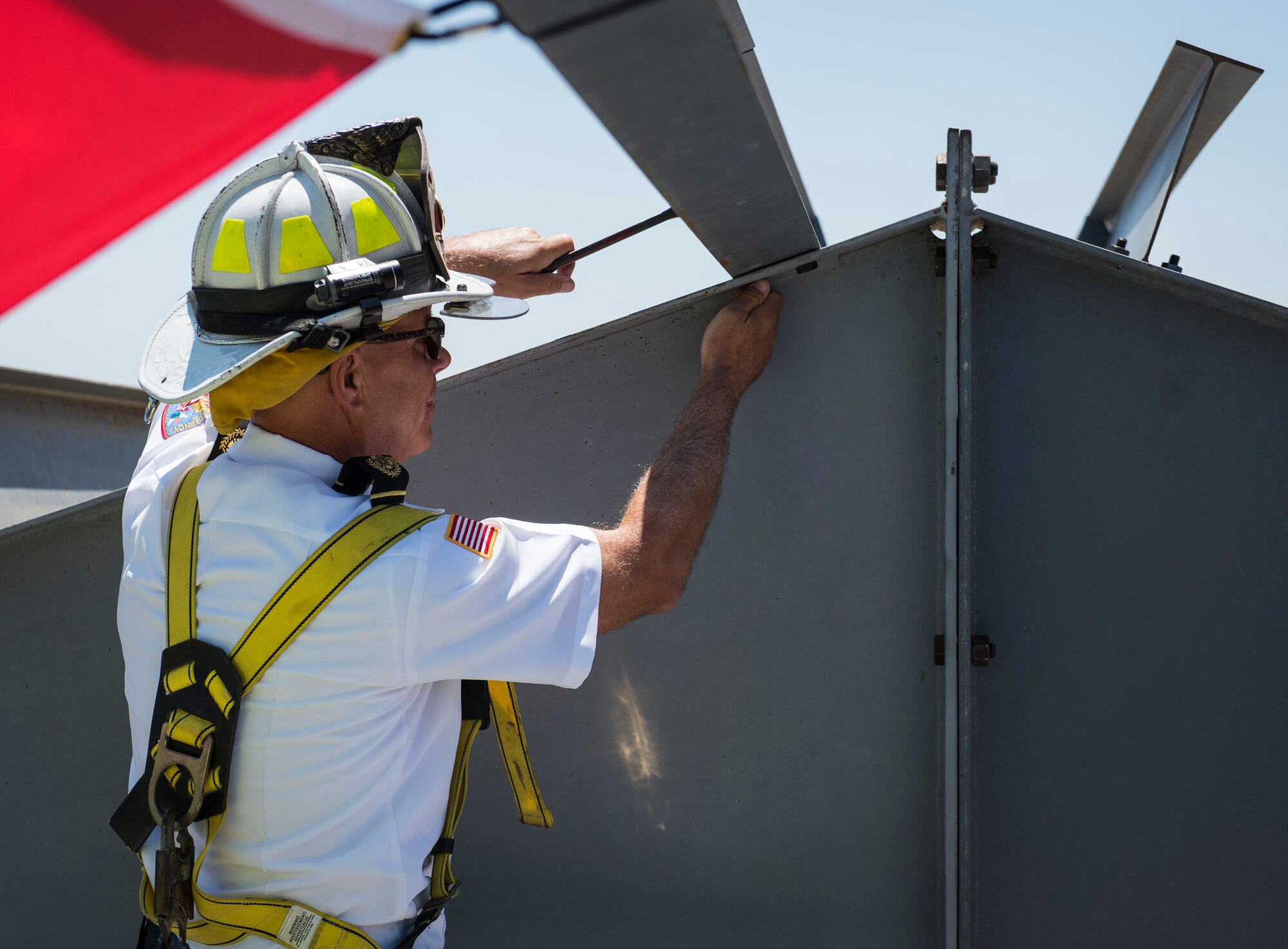 Eglin Fire Department holds a 'topping out' ceremony on the construction site of the installations new fire station.
