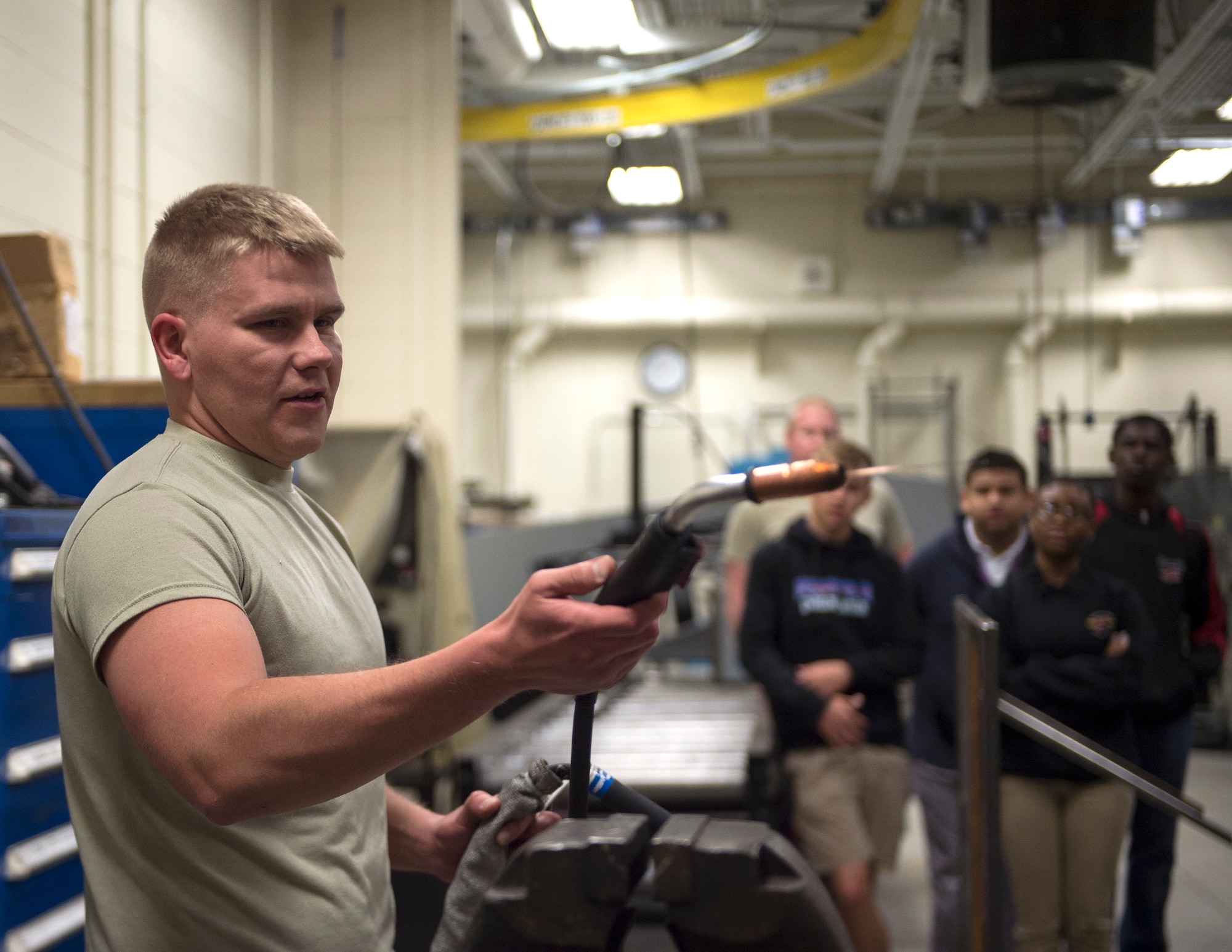Members from five different Junior Reserve Officer Training Corp (JROTC) units visit the 133rd Airlift Wing on May 15, 2019.