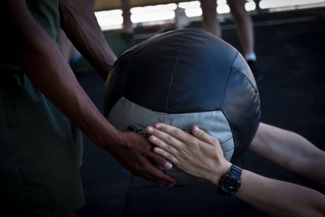 U.S. Marines Stationed at Marine Corps Air Station (MCAS) Yuma go through a High Intensity Tactical Training (HITT) Course at MCAS Yuma, Ariz., March 19, 2019. The purpose of the HITT Course is to give the Marines the tools they need to bring high intensity workouts and proper fundamentals  back to their units. (U.S. Marine Corps photo by Lance Cpl. Joel Soriano)