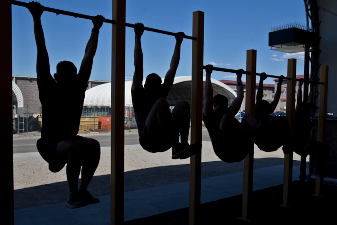 U.S. Marines Stationed at Marine Corps Air Station (MCAS) Yuma go through a High Intensity Tactical Training (HITT) Course at MCAS Yuma, Ariz., March 19, 2019. The purpose of the HITT Course is to give the Marines the tools they need to bring high intensity workouts and proper fundamentals  back to their units. (U.S. Marine Corps photo by Lance Cpl. Joel Soriano)