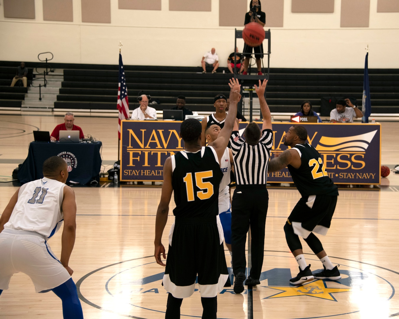 Elite U.S. military basketball players from around the world compete for dominance at Naval Station Mayport during the 2019 Armed Forces Men's and Women's Basketball Championship. Army, Marine Corps, Navy (with Coast Guard) and Air Force teams square off at the annual event which features double round-robin action, followed by championship and consolation games to crown the best players in the military. (U.S. Navy photo by Mass Communication Specialist 1st Class Gulianna Dunn/RELEASED)